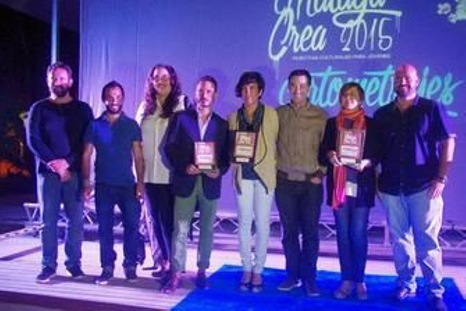 Ganadores y jurado en la gala de clausura de la Muestra Joven de Cortometrajes MálagaCrea.
