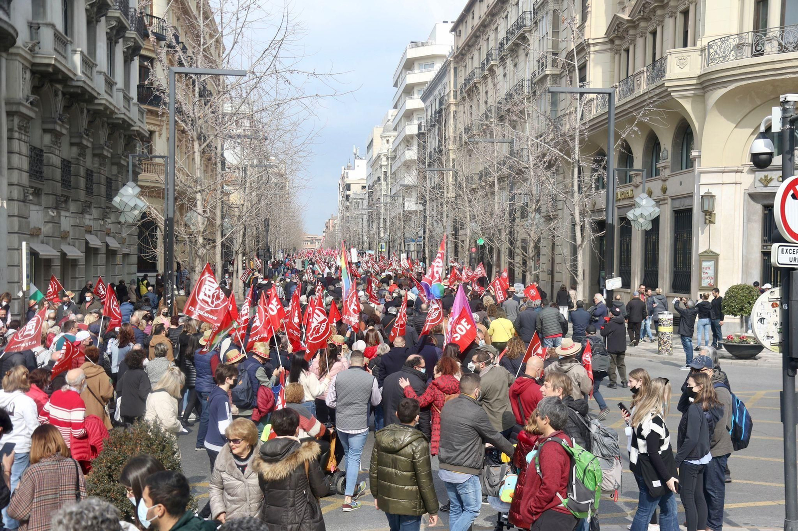 Vista de la manifestación por Gran Vía