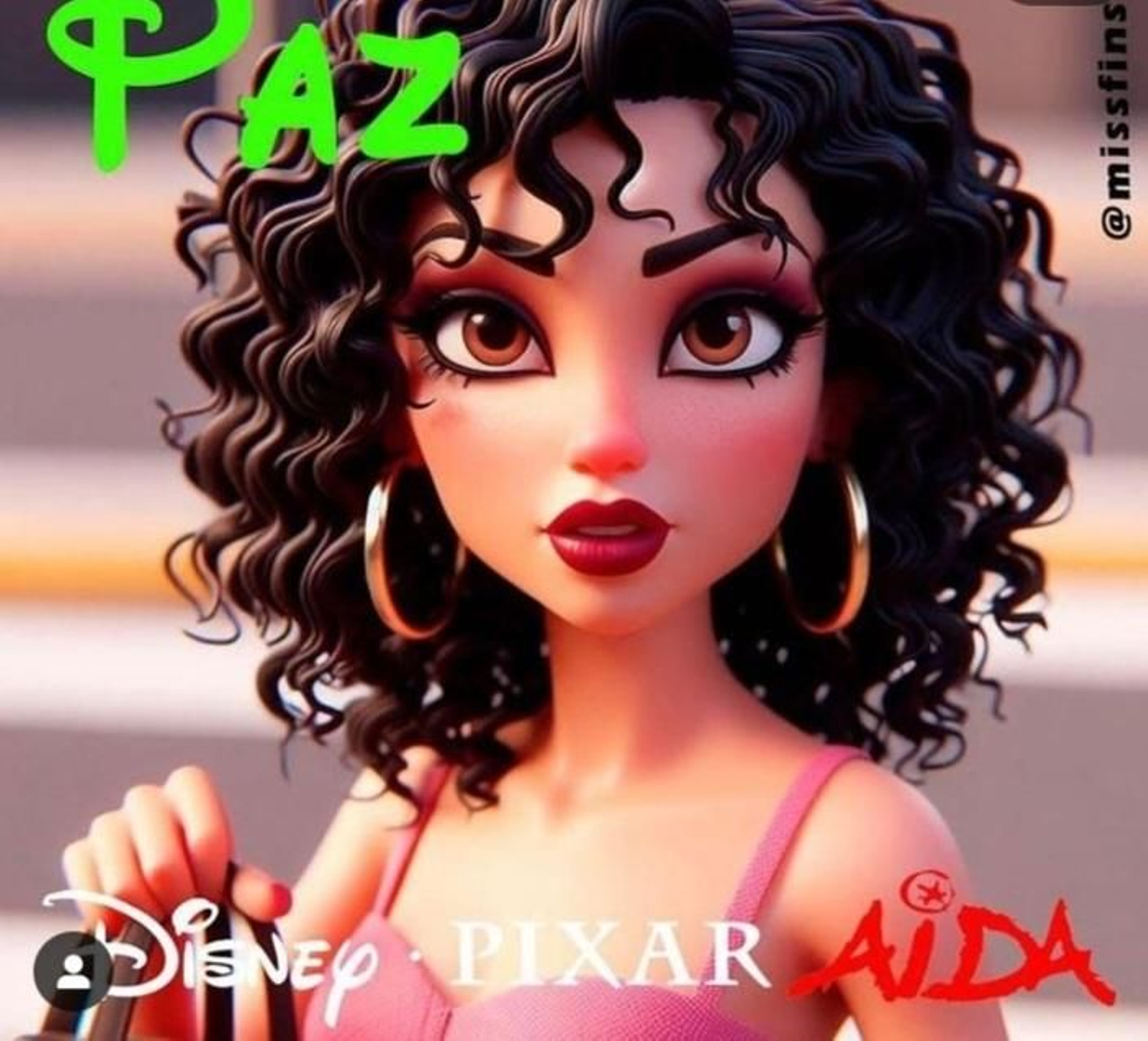 Paz, que interpretaba Melani Olivares, en la adaptación de la IA con estilo Pixar