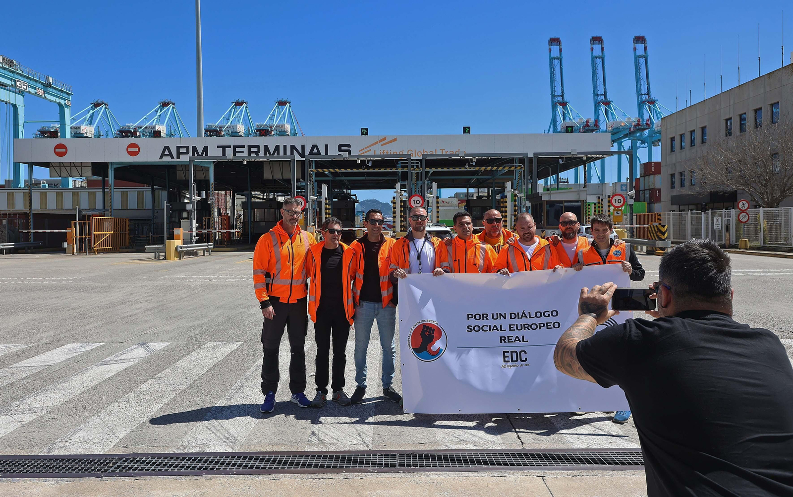 Imágenes de la protesta de la estiba por el sistema ETS en el puerto de Algeciras