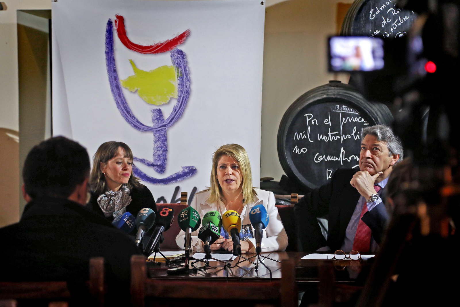 Laura Álvarez, Mamen Sánchez y Cesar Saldaña, durante la presentación del evento Laura Álvarez, Mamen Sánchez y Cesar Saldaña, durante la presentación del evento