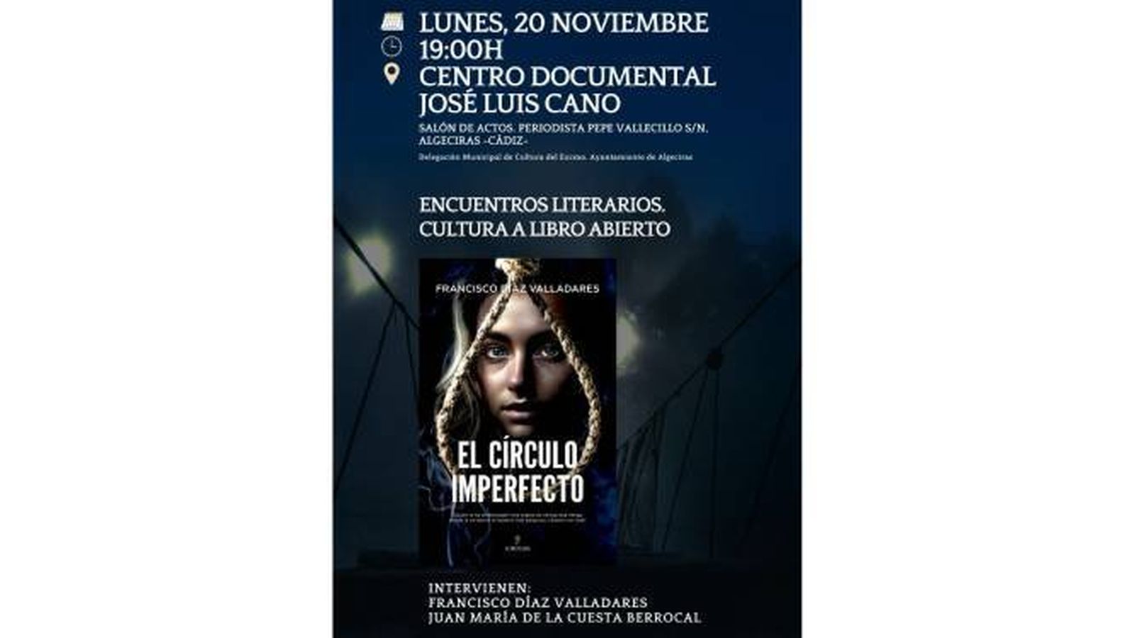 El cartel de la presentación del libro de Francisco Díaz Valladares.