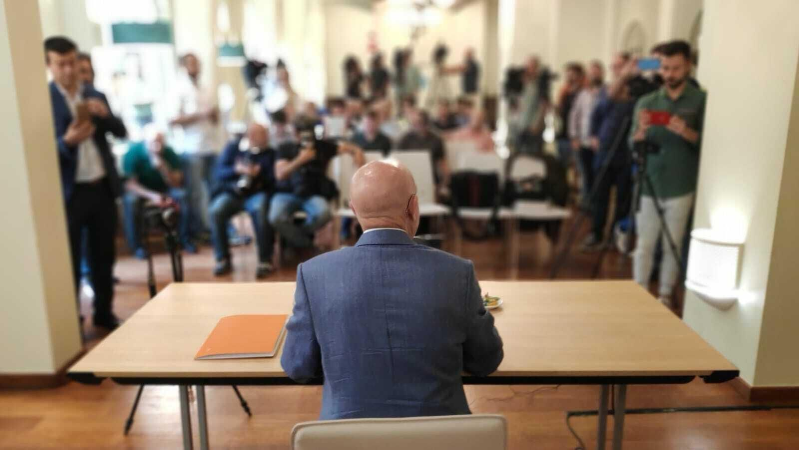 Serra Ferrer, en su rueda de prensa de despedida.