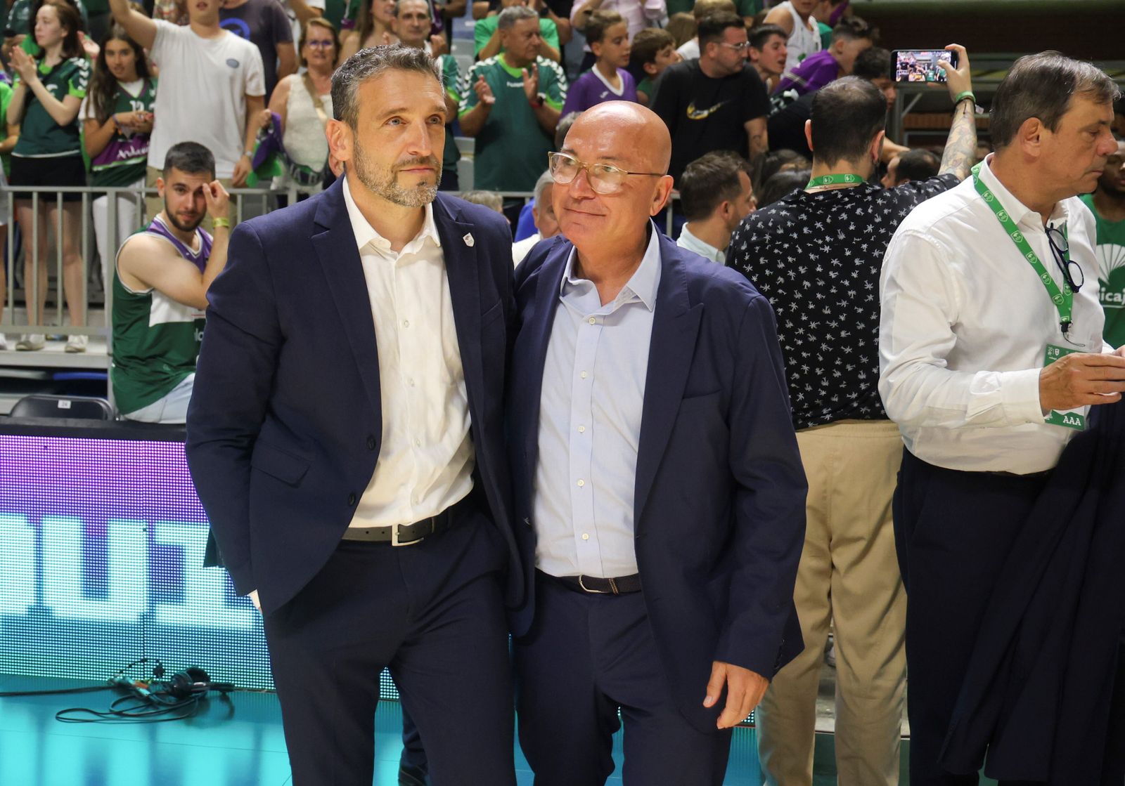 Ibon Navarro, con López Nieto en el Carpena.