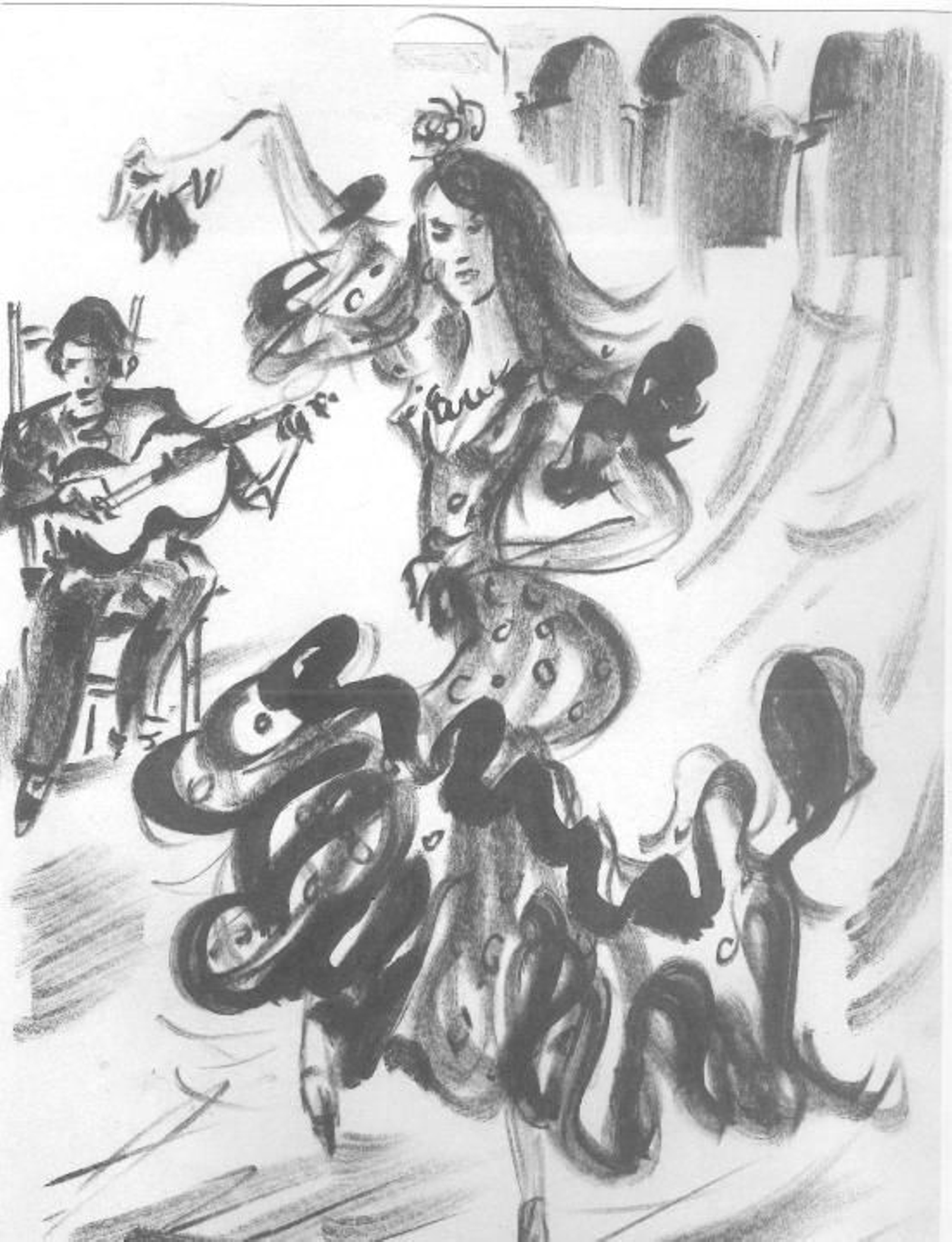 Francisco Castillo Cabezón: Suzanne bailando y Torcuato a la guitarra.