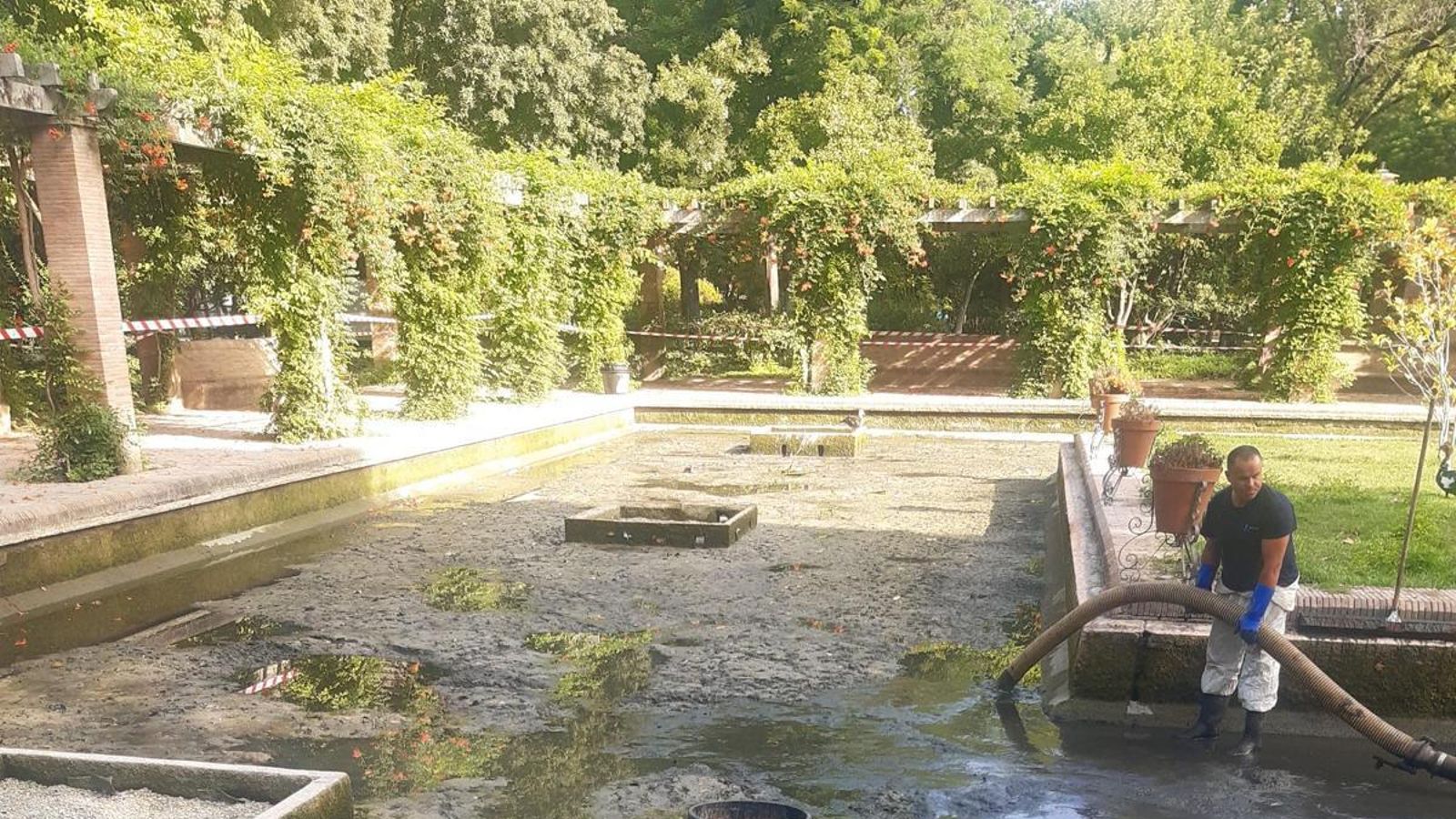 Limpieza del estanque el pasado julio.