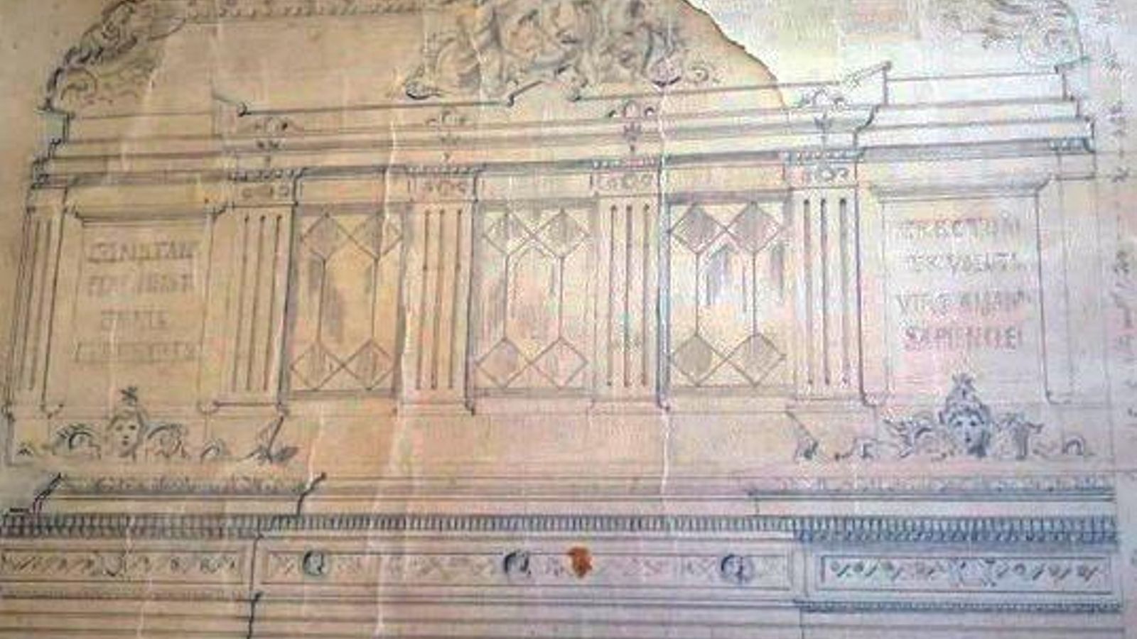 Dibujo del diseño de Cuartara de la fachada del edificio