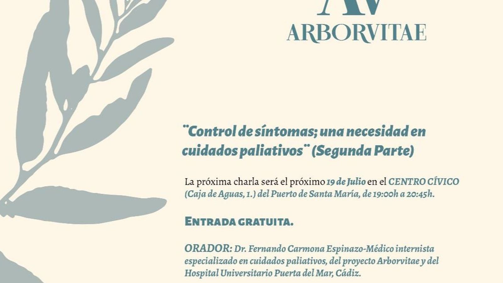 El cartel anunciador de la charla de este próximo viernes, día 19.