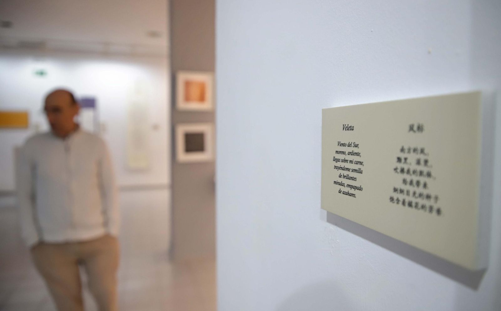 Fotos de la exposición de Caligrafía China estilo Nüshu y la Poesía de Lorca de Paco Lozano en Algeciras