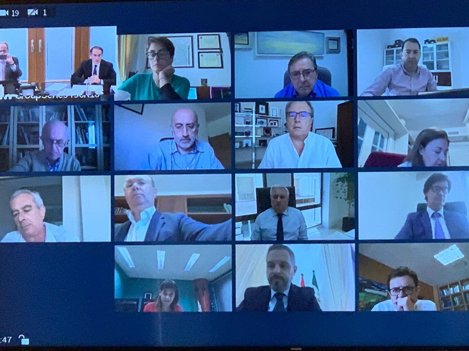 Imagen de la reunión virtual del consejo de administración de Garántia.