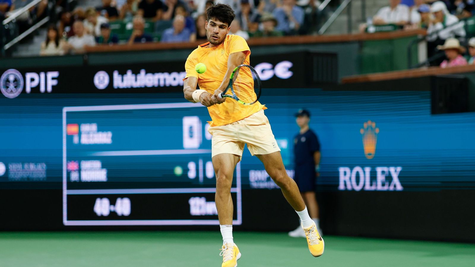 Carlos Alcaraz, durante el encuentro de cuartos de final en el Indian Wells