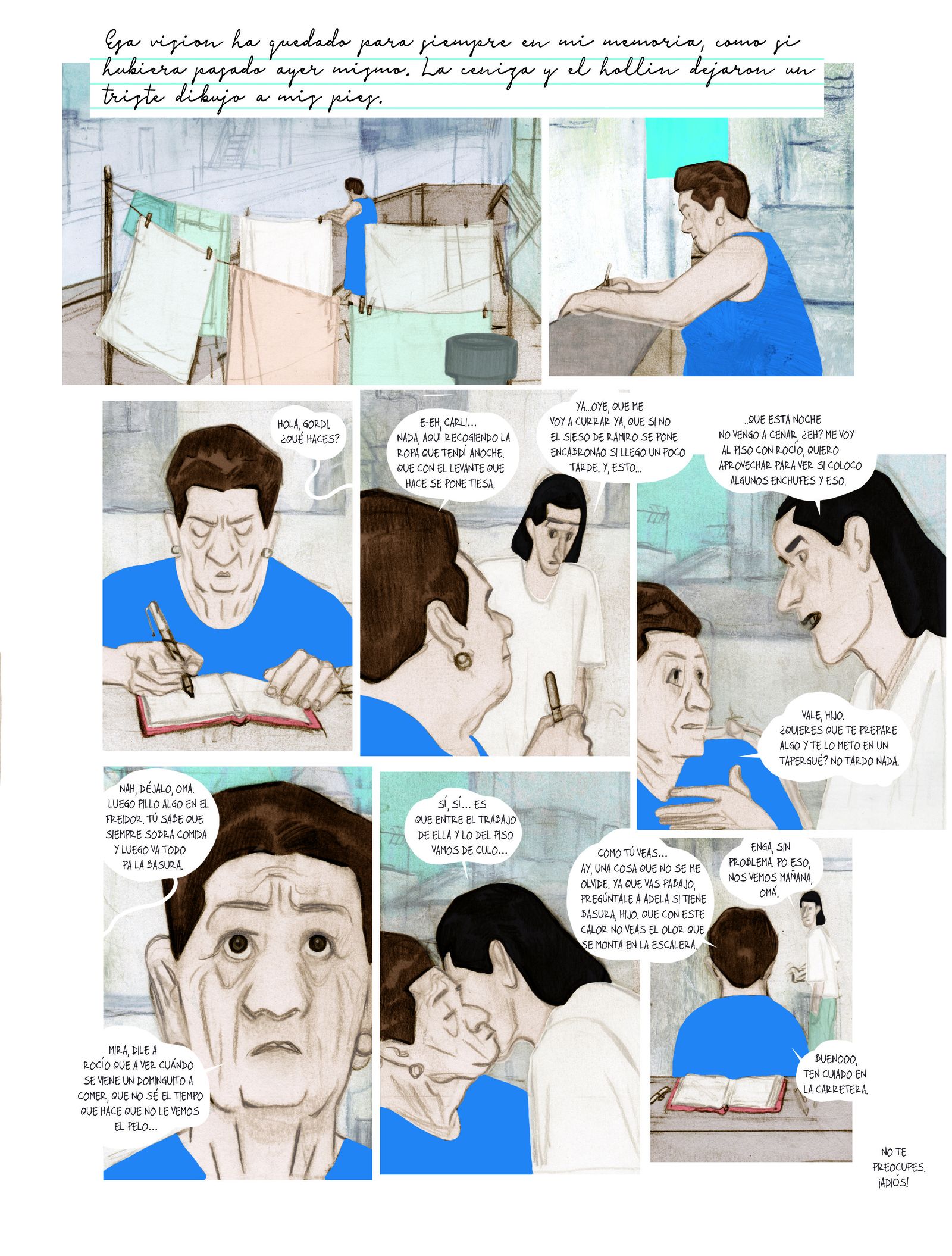 Algunas de las viñetas de la novela gráfica salitre.