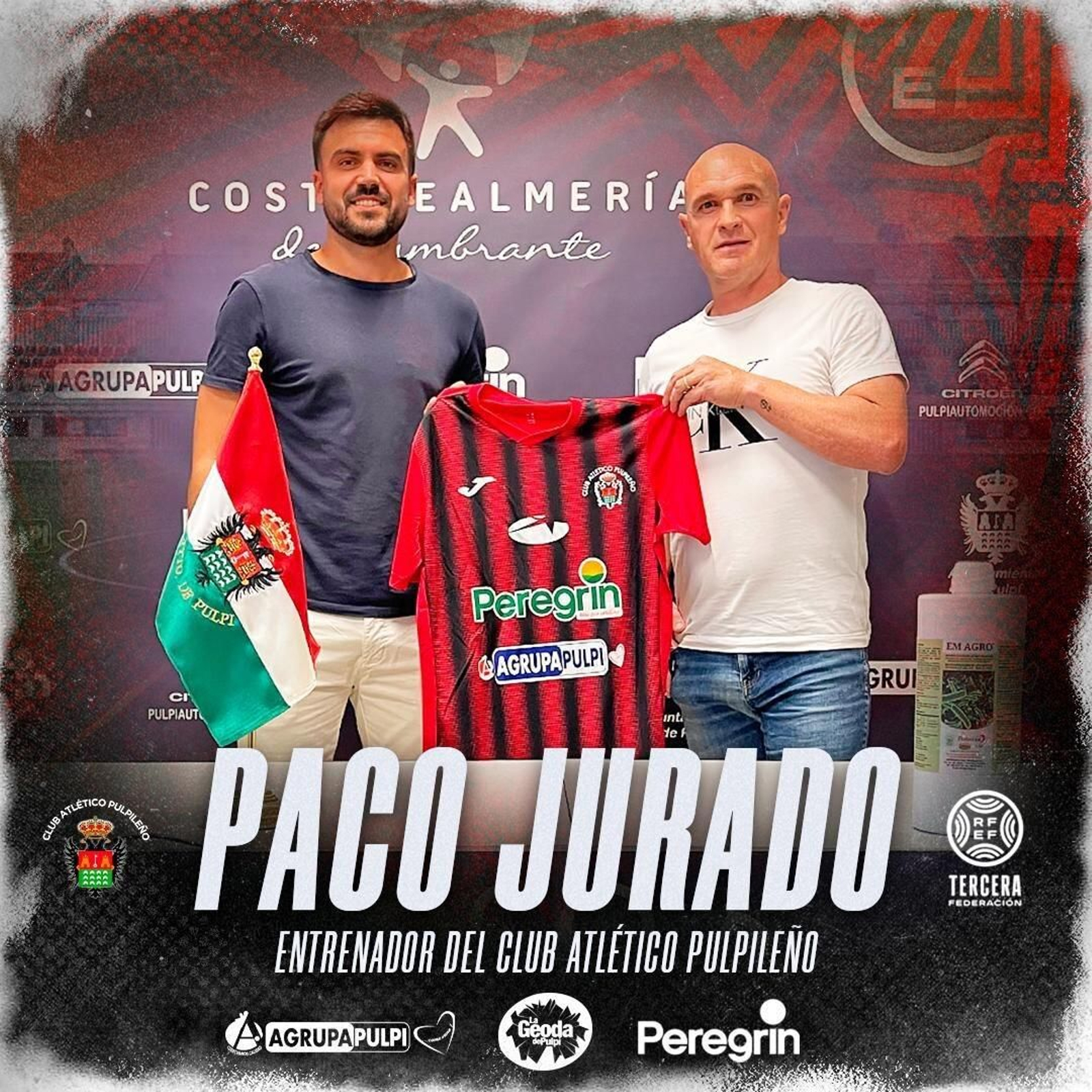 Cartel con el que el Atlético Pulpileño anunciaba la renovación de su entrenador Paco Jurado.