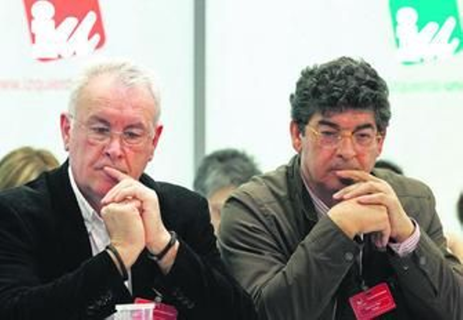 Cayo Lara y Diego Valderas, en el Consejo Político de Izquierda Unida del pasado sábado.