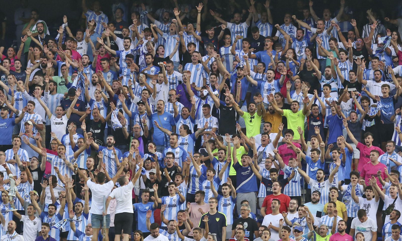 Parte de la afición, en el Málaga-Rayo.