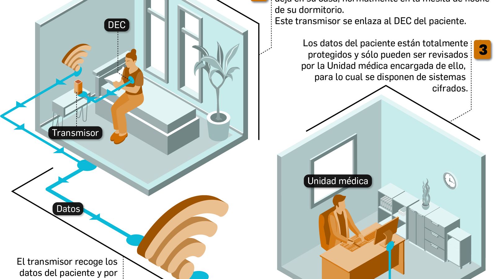 El funcionamiento de la telemonitorización remota de marcapasos y desfibriladores.
