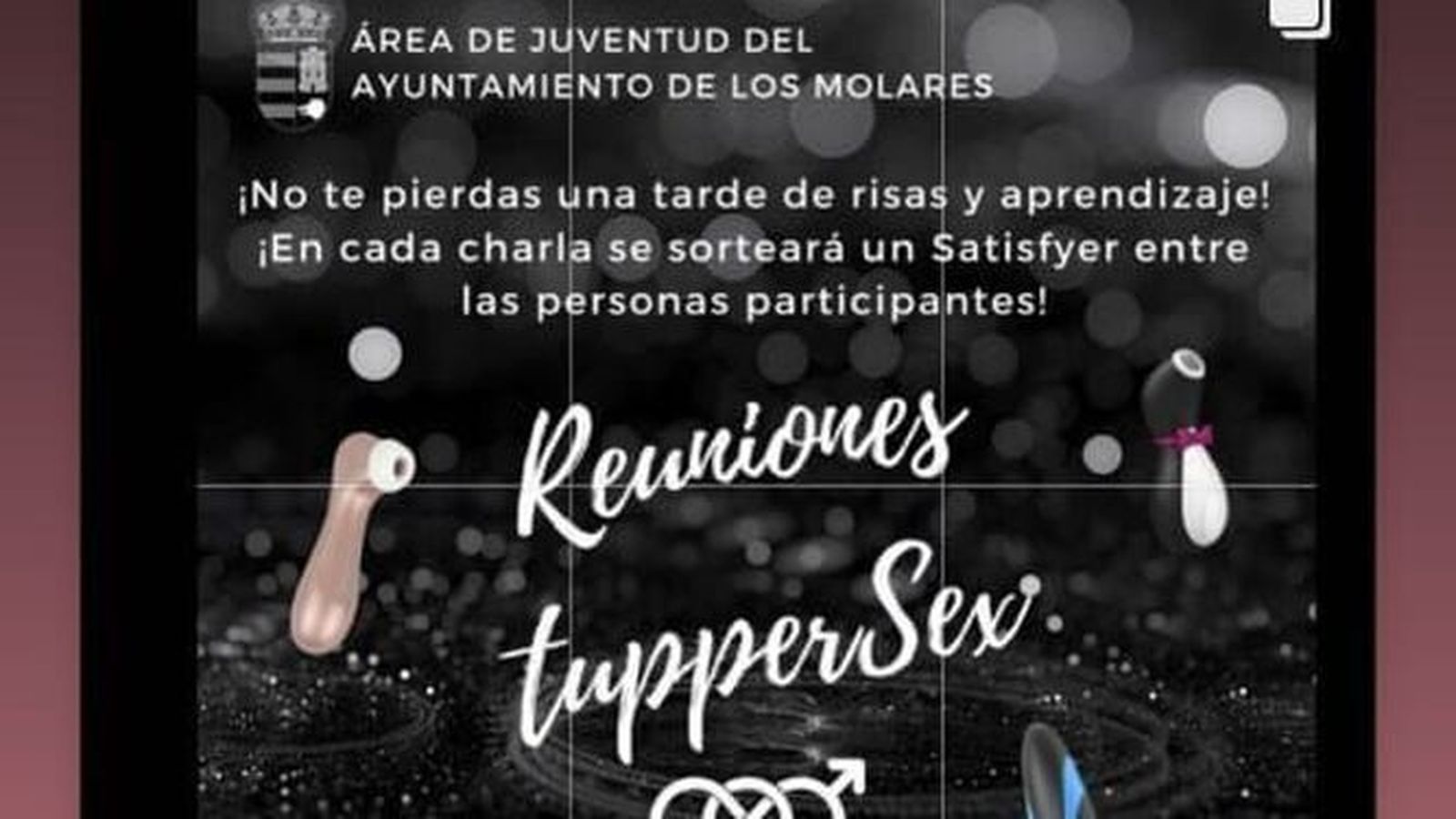 La cartelería del Ayuntamiento de Los Molares sobre las charlas de educación sextual con sorteo de un 'satisfyer'.