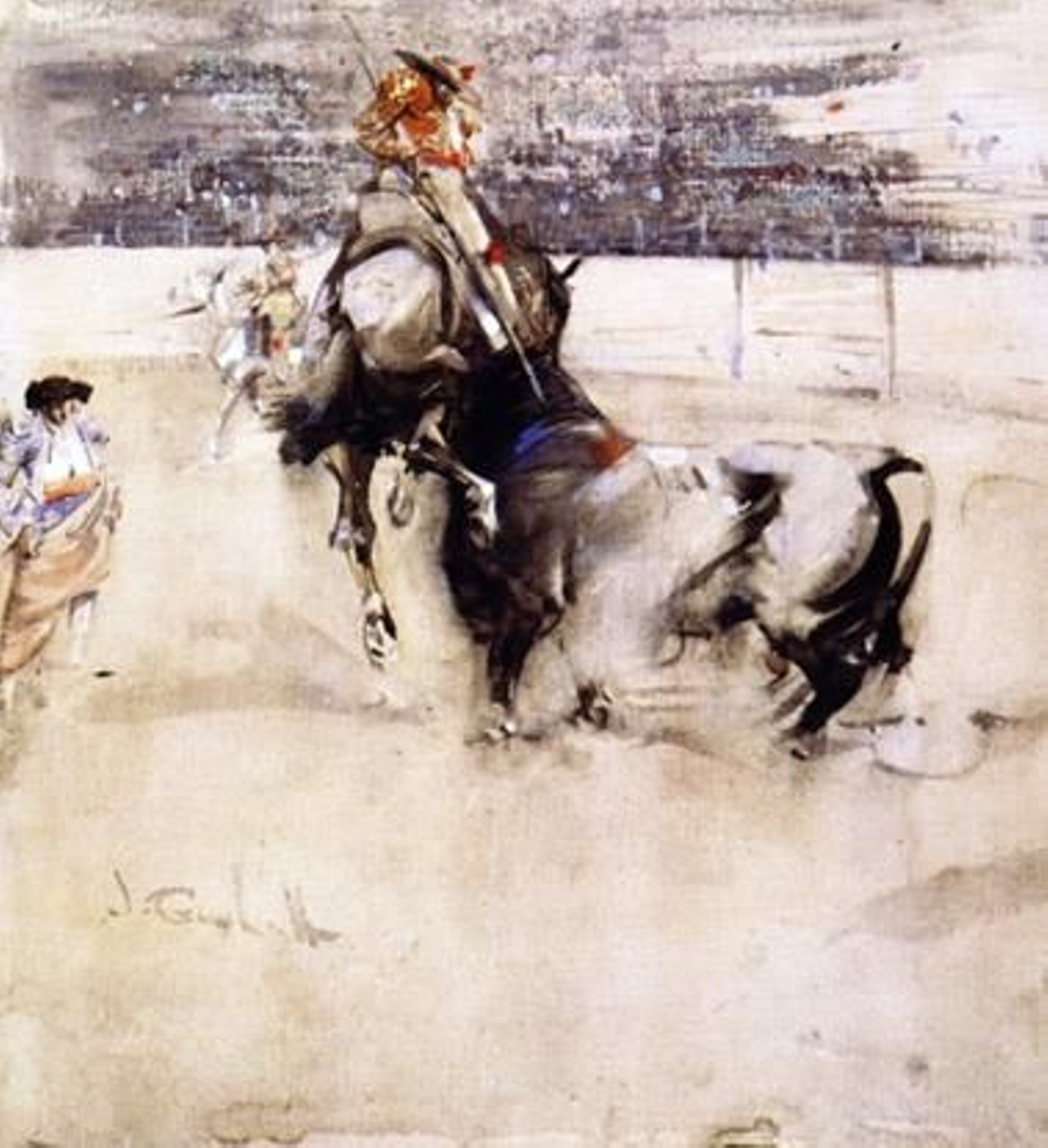Corrida de Toros en Algeciras, acuarela de Joseph Crawhall, 1891. Corrida de Toros en Algeciras, acuarela de Joseph Crawhall, 1891.
