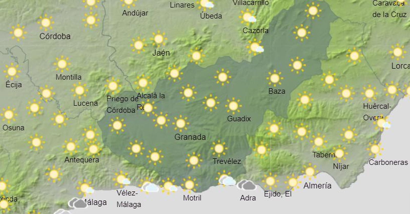 Tiempo en Granada| Nivel amarillo en la provincia por altas temperaturas