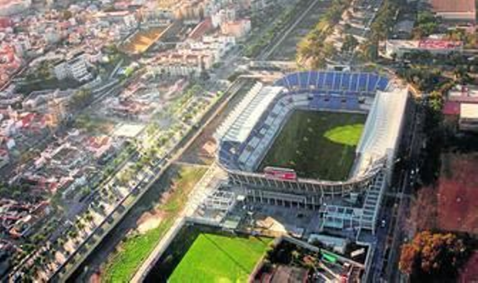 Imagen aérea de La Rosaleda.