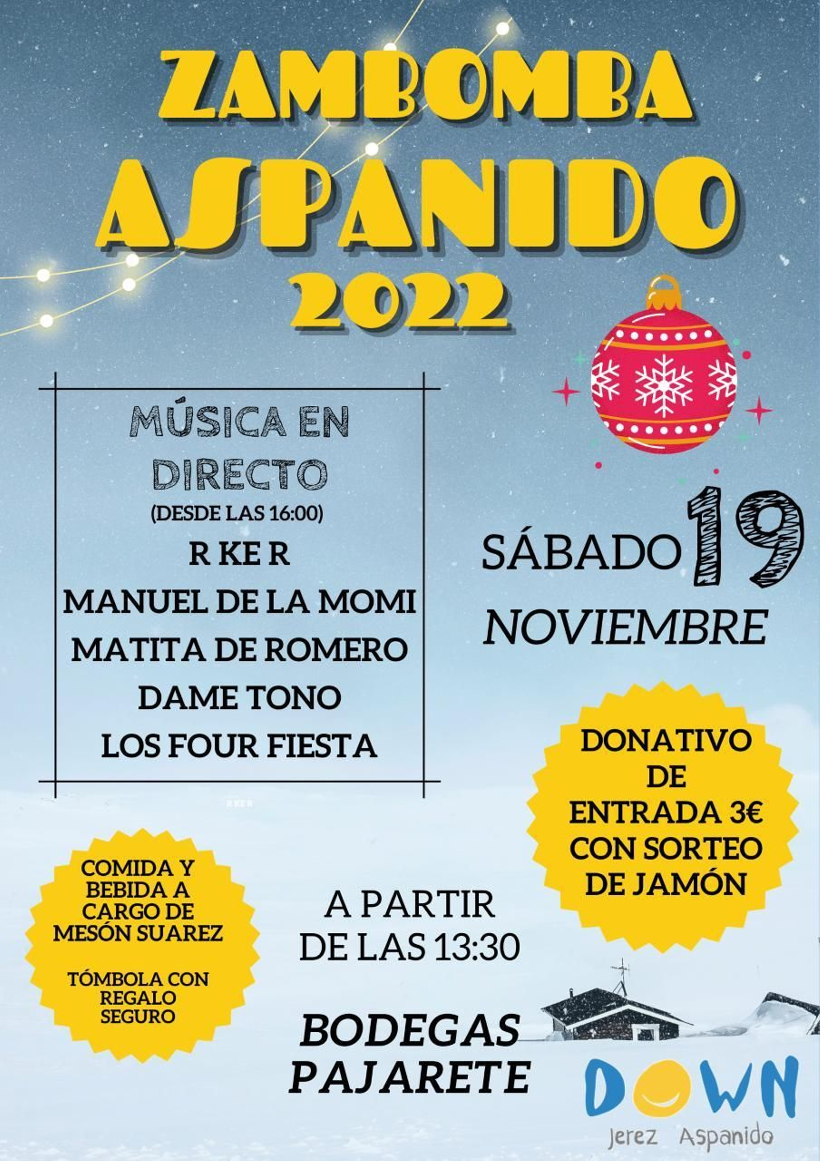 Cartel Zambomba Solidaria Aspanido 2022.