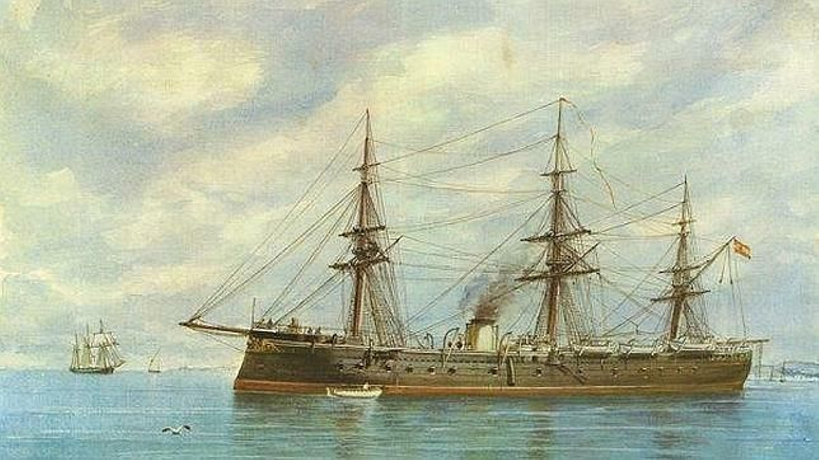 La Fragata Numancia, en la que, entre otras, navegó Manuel Goñi Sol en 1883.