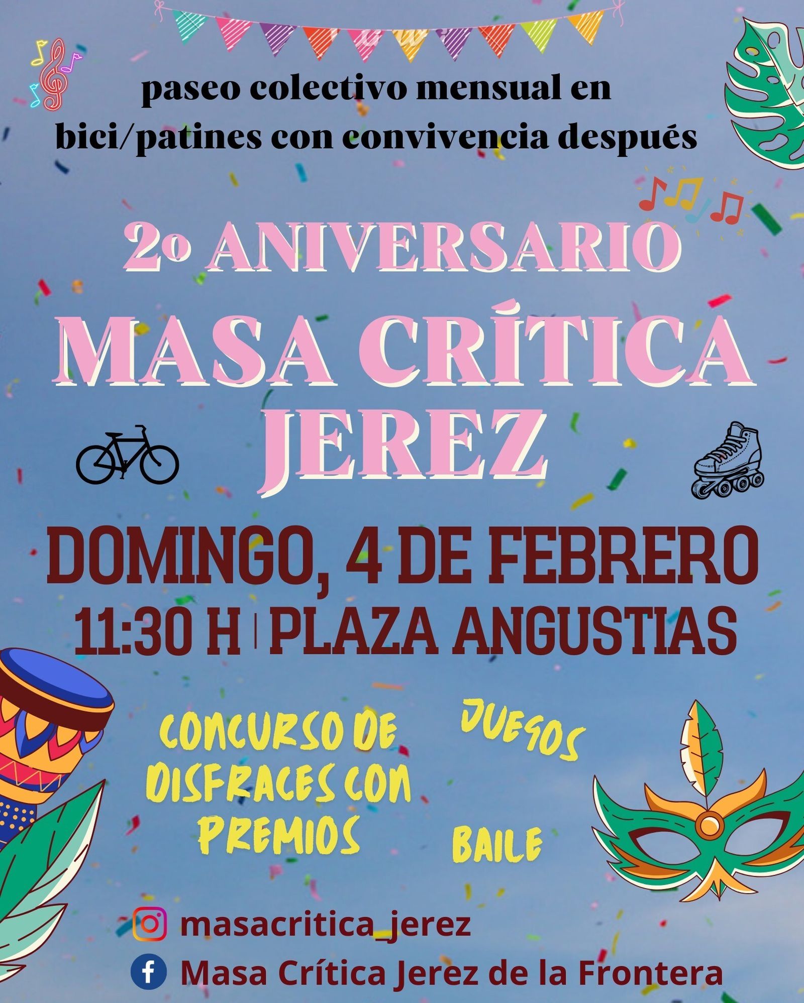 Cartel del segundo aniversario de la Masa Crítica en Jerez.