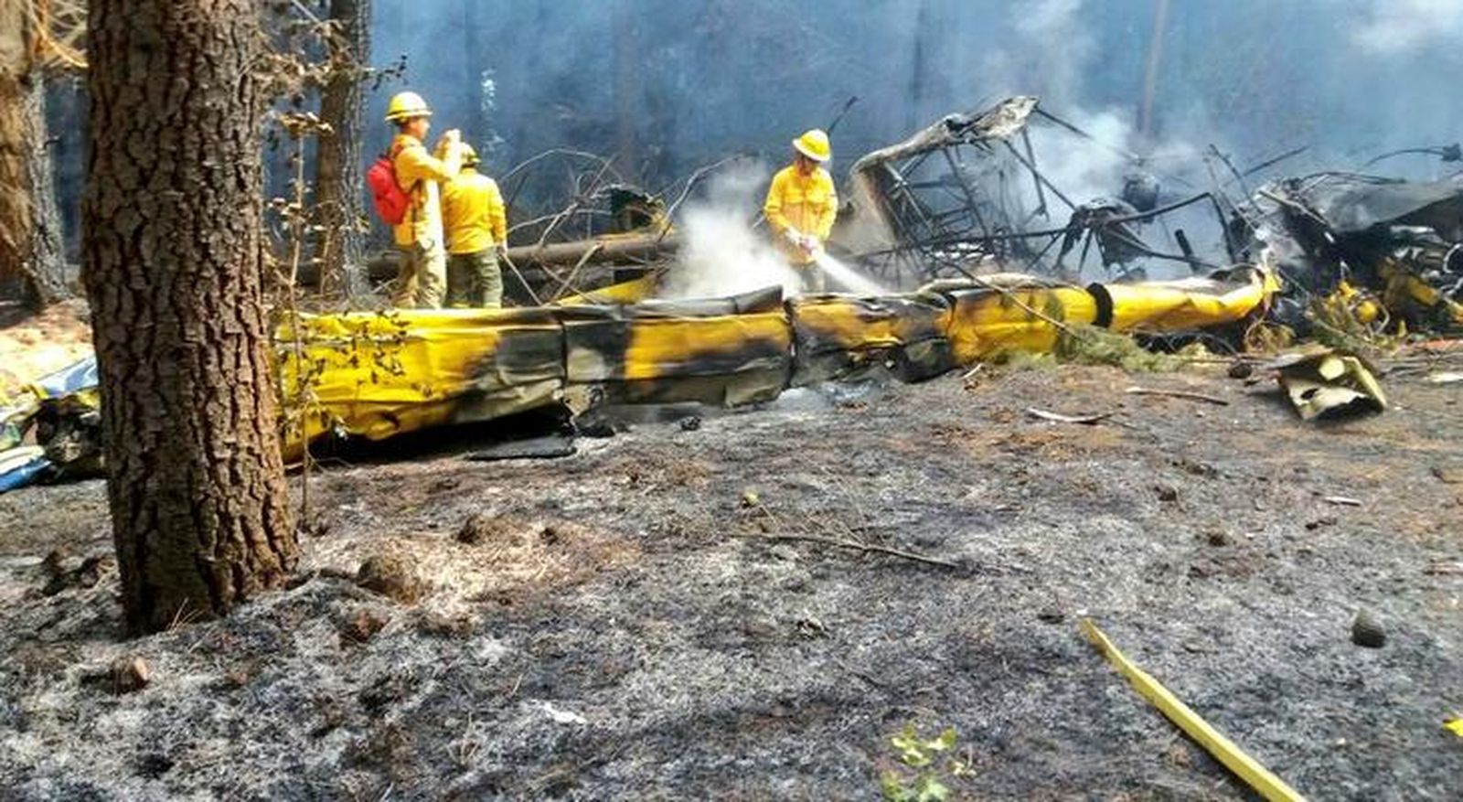 Bomberos apagan el fuego generado por el accidente de avioneta en el que ha fallecido un piloto astigitano.