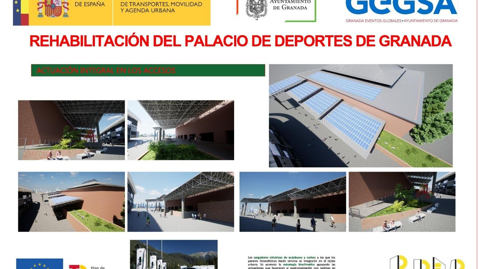 Vista de las nuevas cubiertas con las placas fotovoltaicas Vista de las nuevas cubiertas con las placas fotovoltaicas
