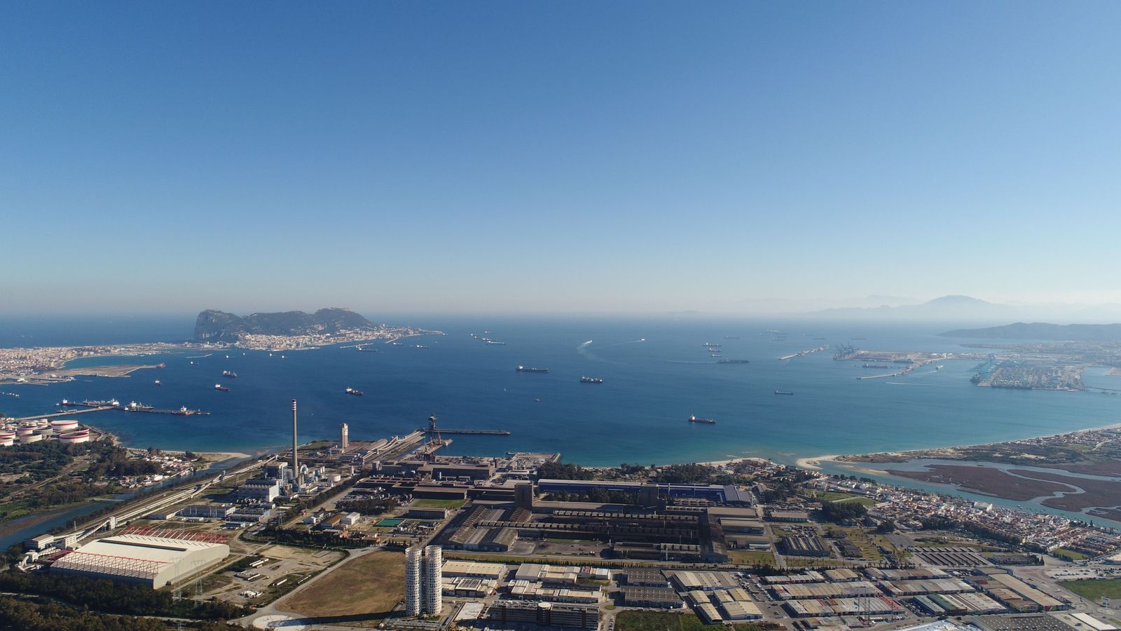 Vista aérea de la bahía de Algeciras