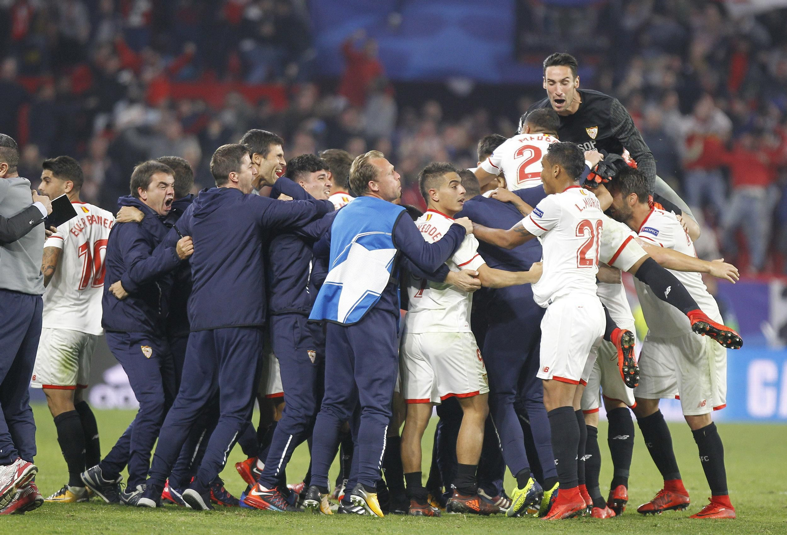Celebración del gol del empate.