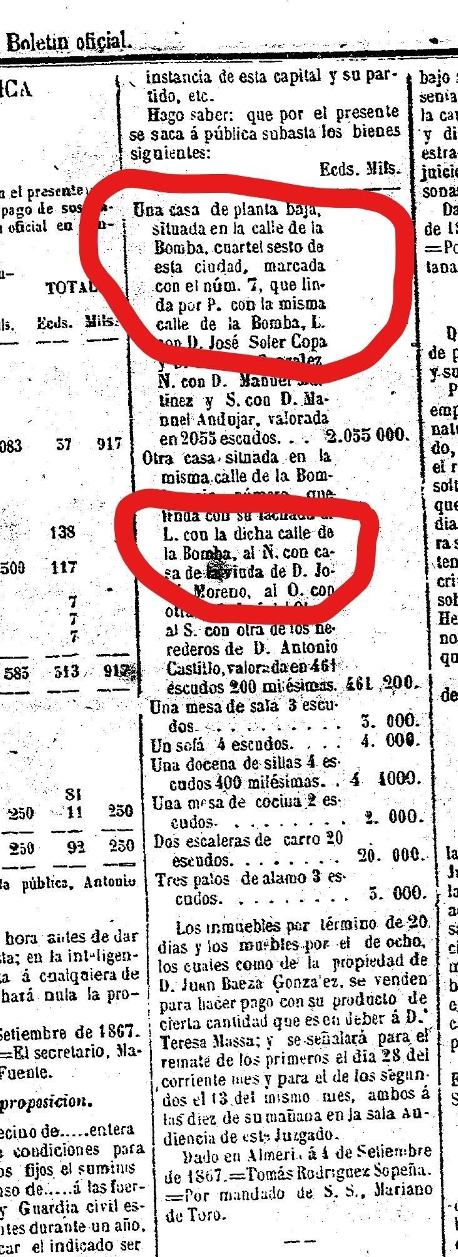 Documento judicial prueba que la calle de La Bomba ya se llamaba así antes de caer un proyectil del ataque cantonal de 1873