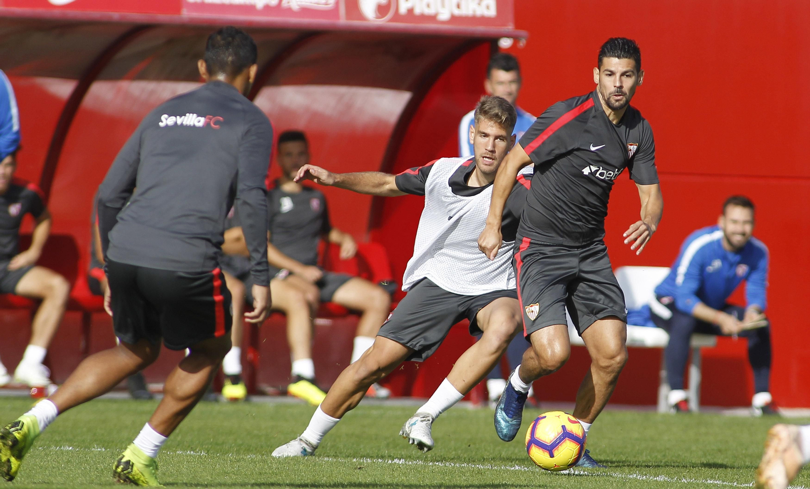 Nolito, durante el partidillo de entrenamiento.