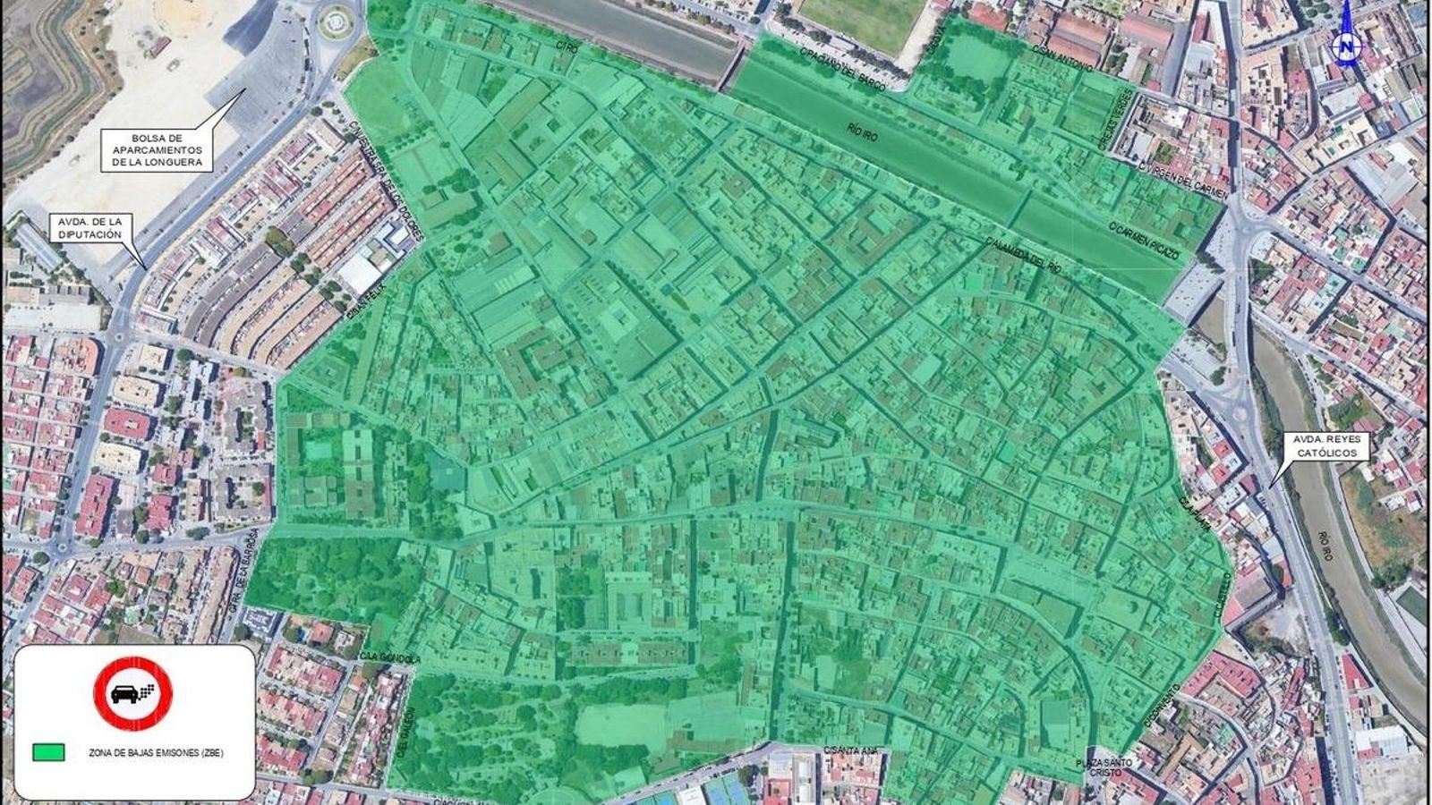 Delimitación de la Zona de Bajas Emisiones prevista en Chiclana.