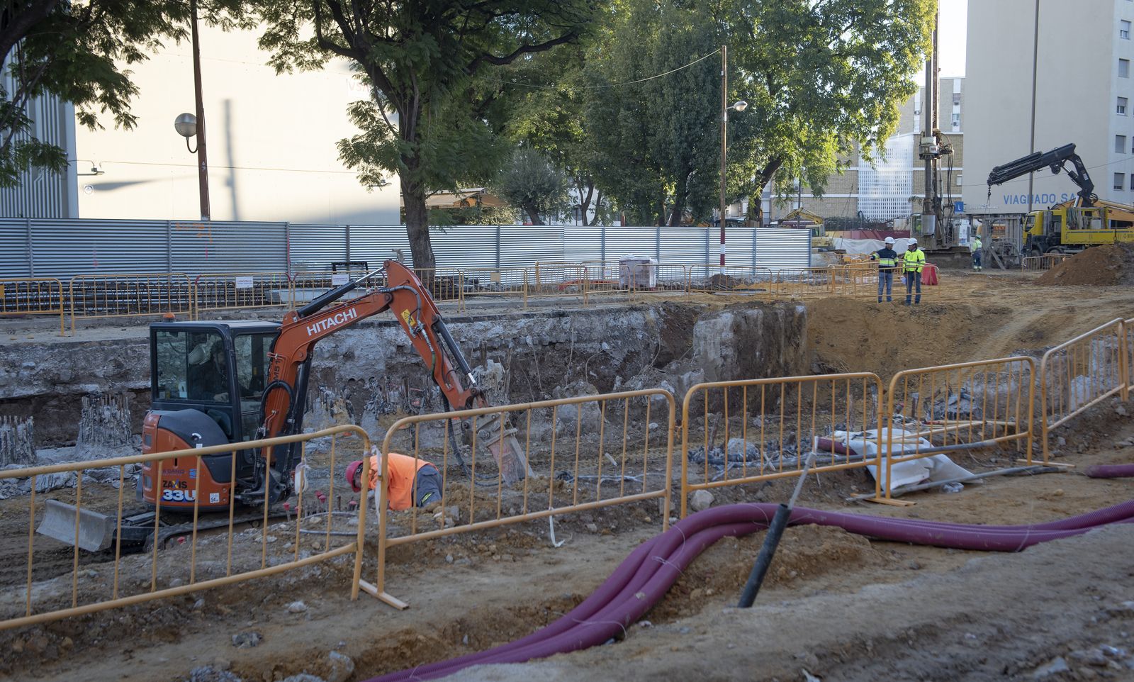 Imágenes de las obras en Ramón y Cajal para el túnel del tranvía