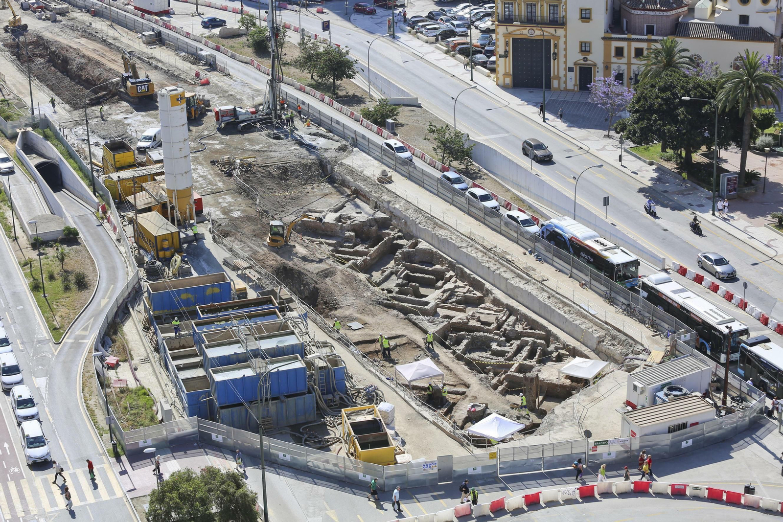 Fotos de los restos arqueológicos encontrados en la obra del Metro de Málaga