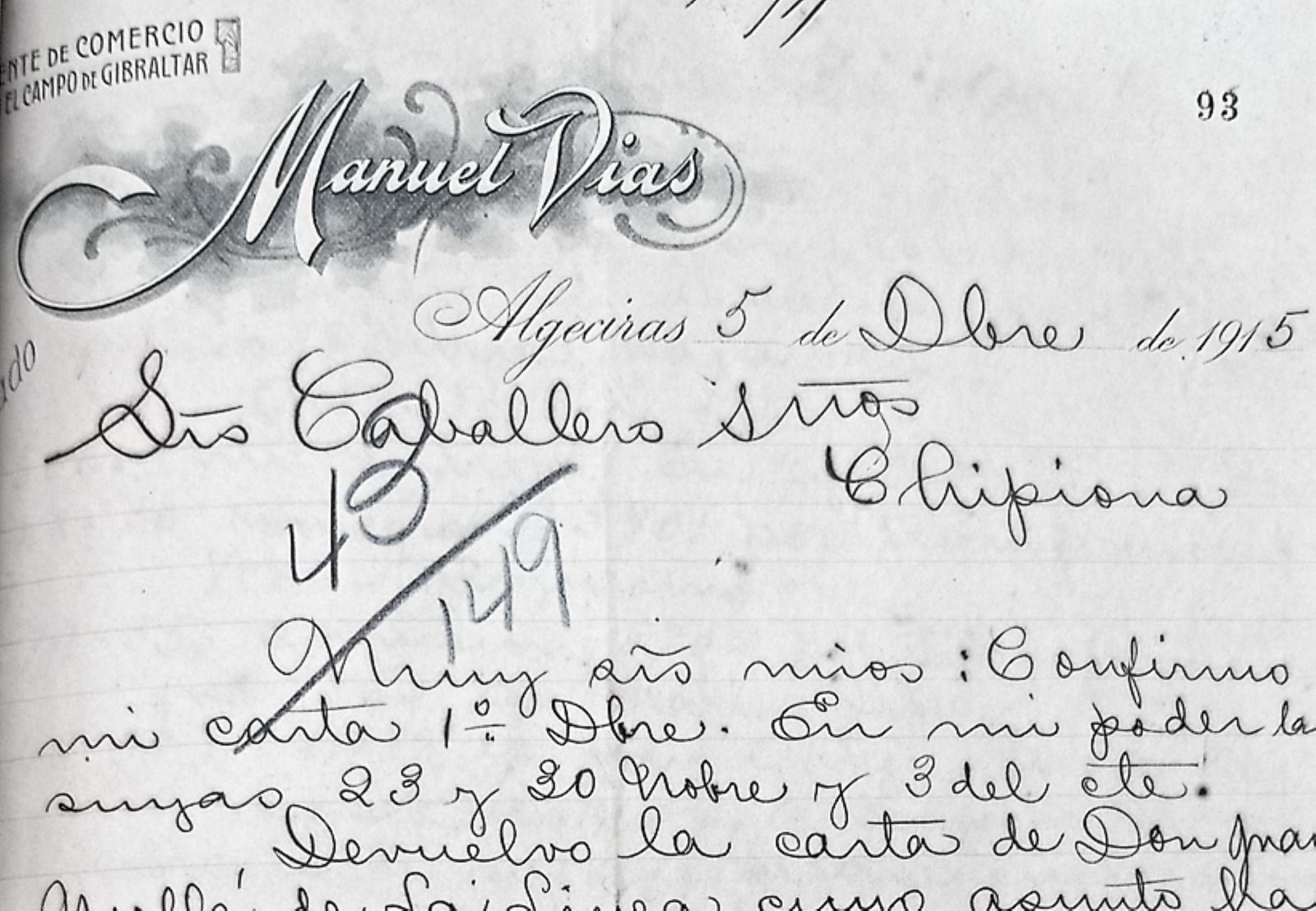 Carta comercial Manuel Vias (1915).