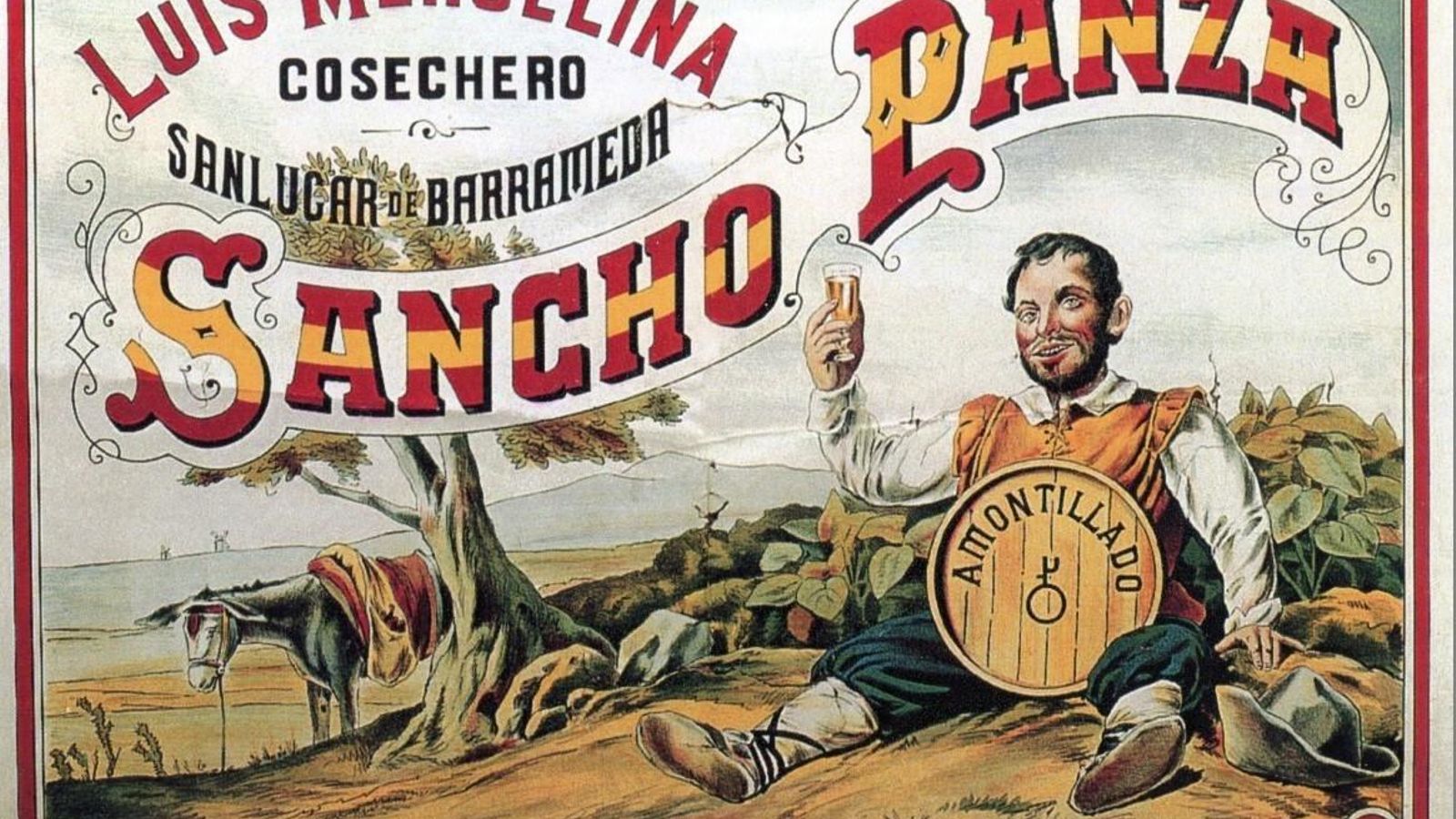 Cartel de bodegas Mergelina para su amontillado Sancho Panza.
