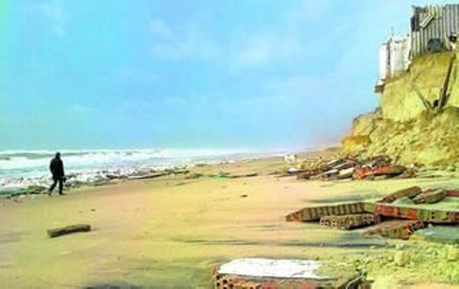 Imagen de la playa de Matalascañas arrasada por los temporales que sufrió la costa onubense durante el invierno de 2010.