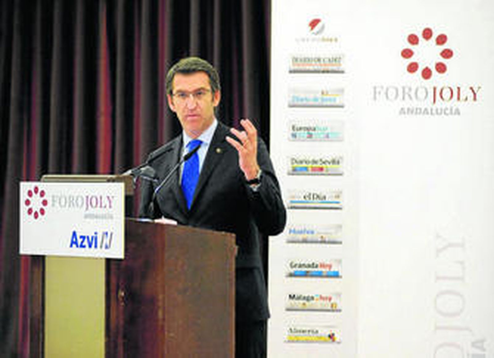 El presidente de la Xunta, Alberto Núñez Feijóo, durante su intervención en el Foro Joly.