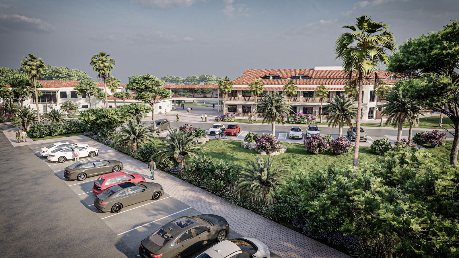 Vista del proyecto de hotel de 4 estrellas en el club de golf de Bellavista, en Aljaraque.