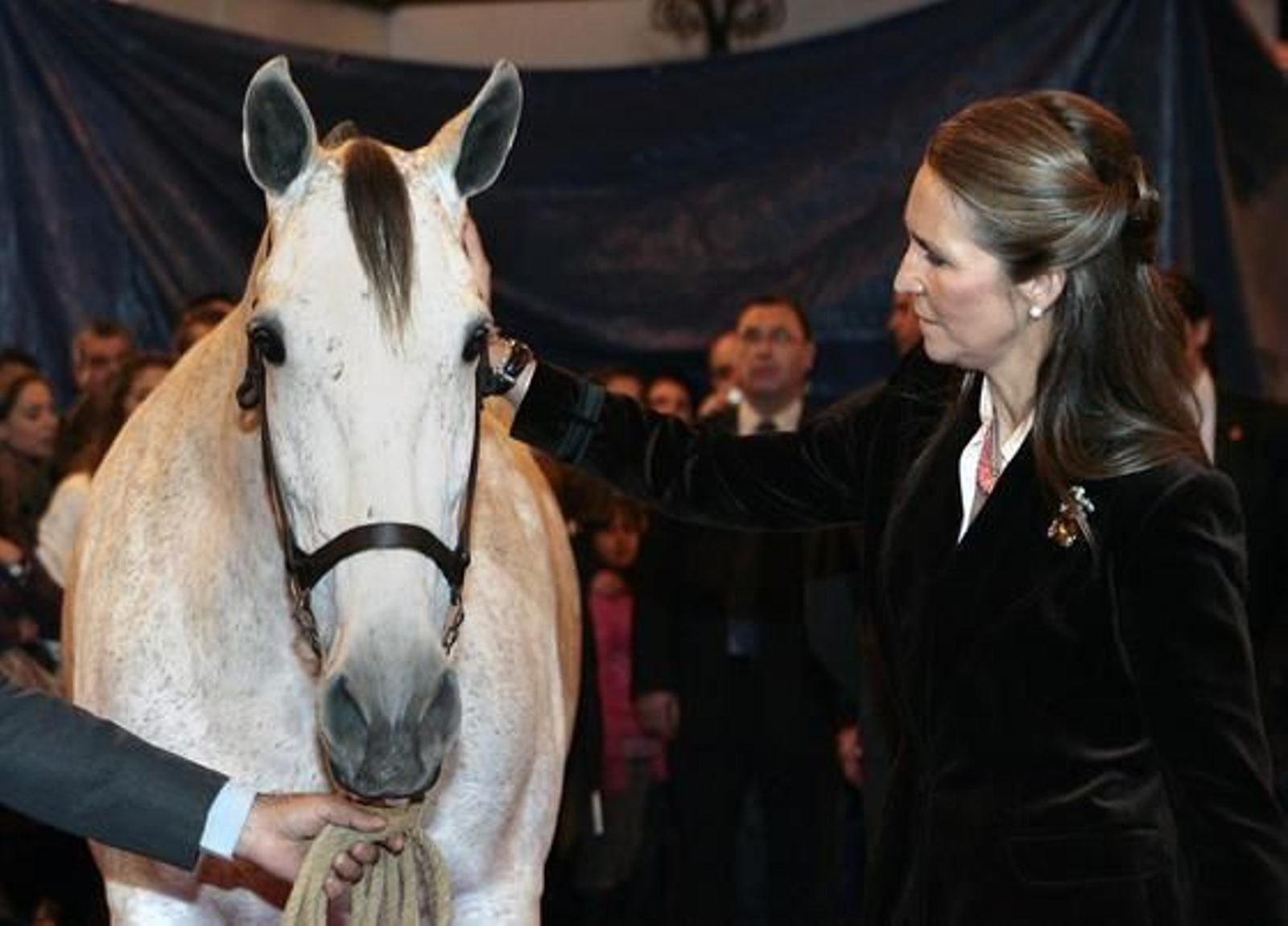 La infanta Elena acaricia un caballo en la inauguración de Sicab 2010.  Foto: Juan Carlos Muñoz
