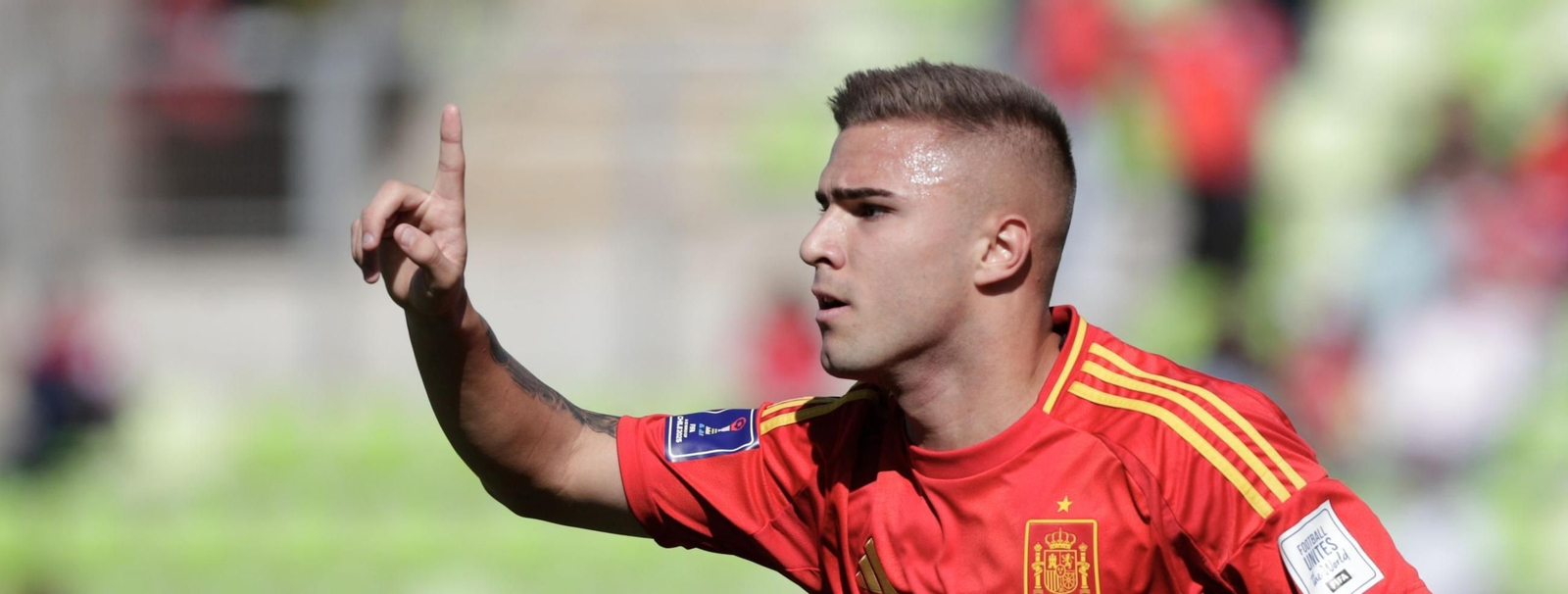 Pablo García celebra el gol que le dio la clasificación a España.