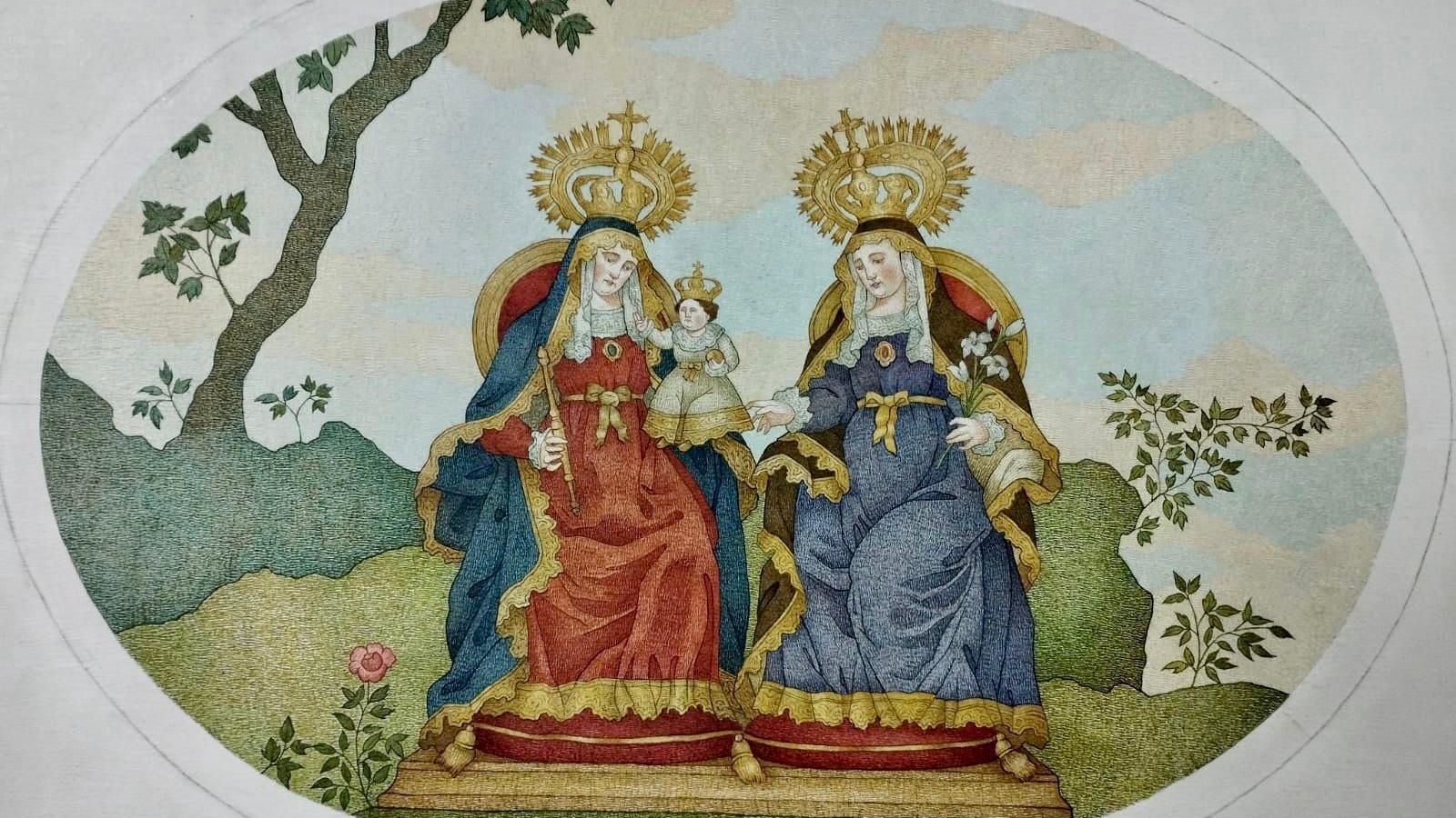 Cartela con Santa Ana y la Virgen