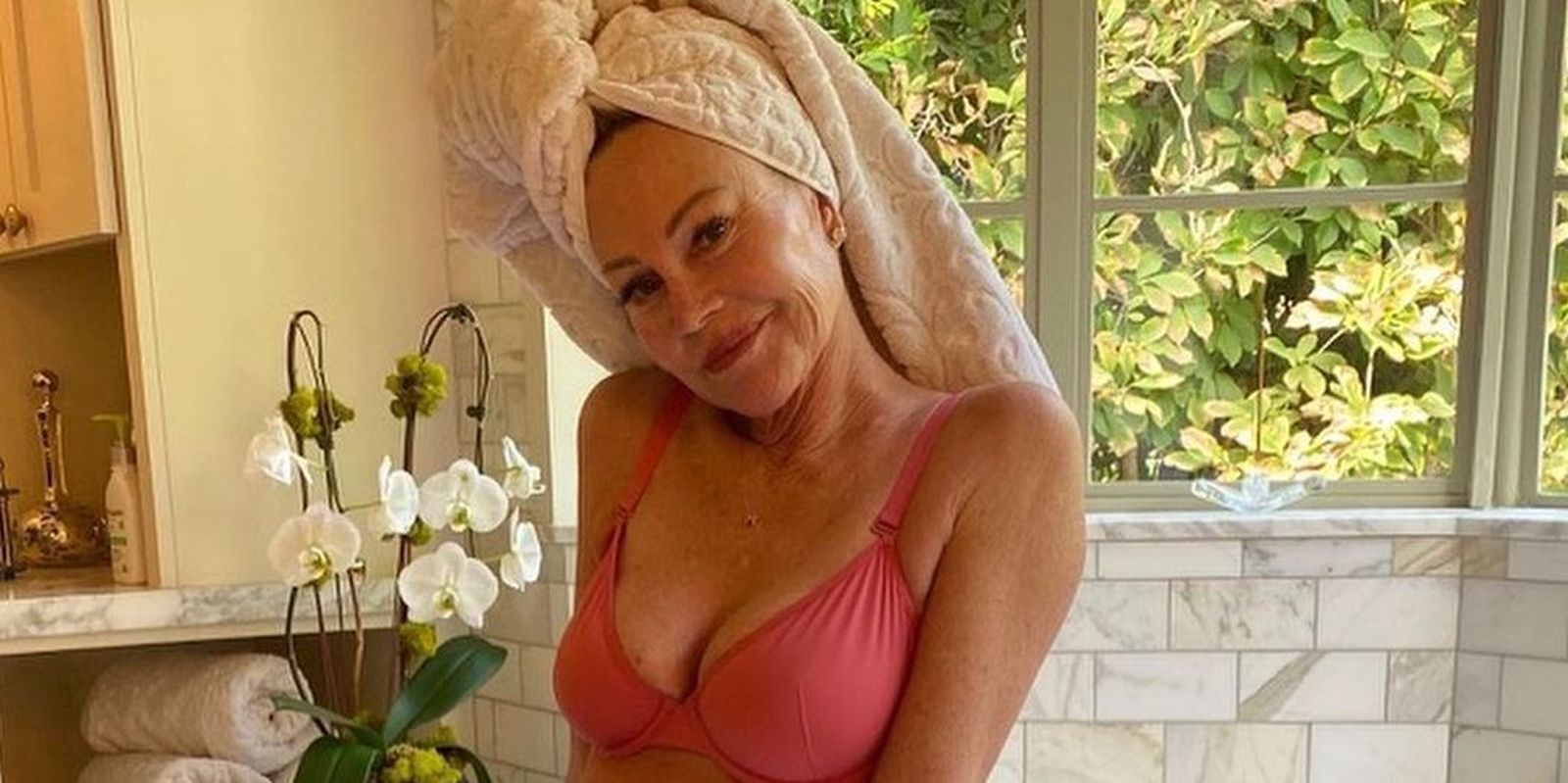 Melanie Griffith en su foto tras el baño