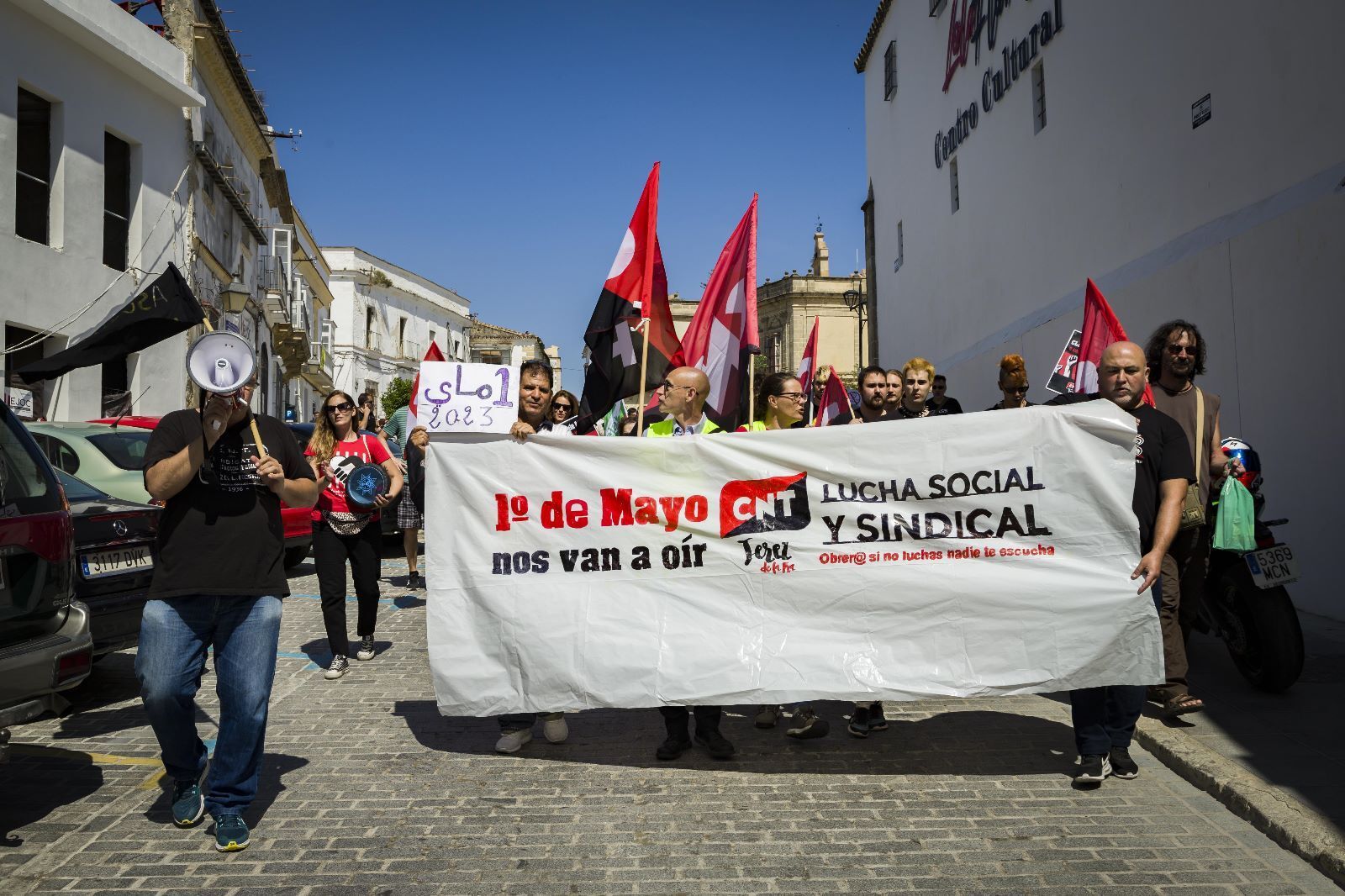 Manifestación del Primero de Mayo en Jerez bajo el lema 'Sobran los motivos'