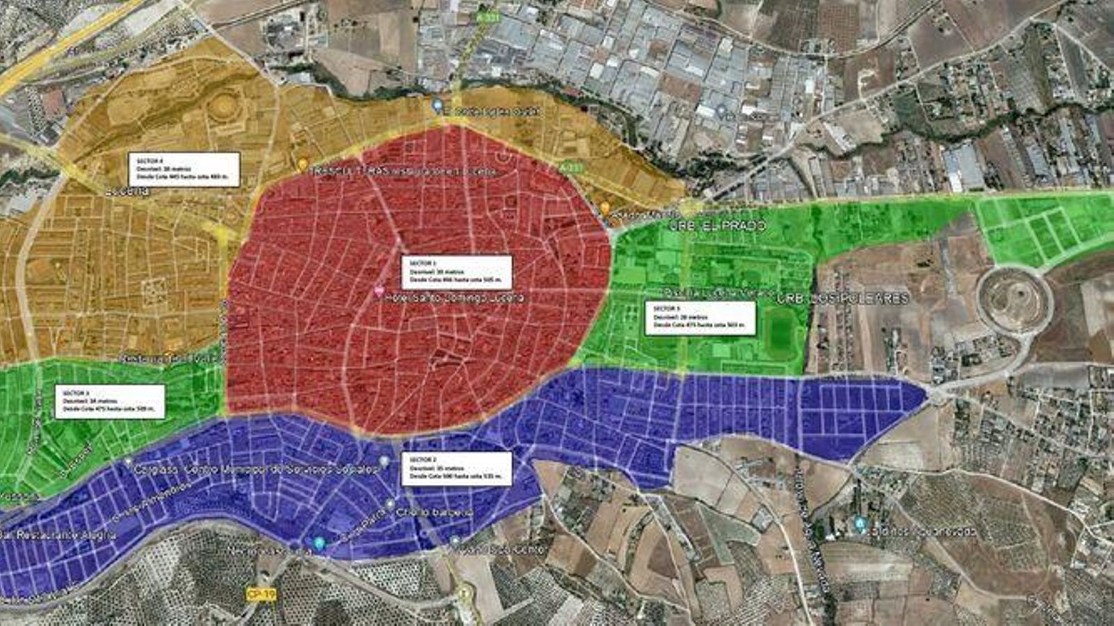 Mapa de sectores deAguas de Lucena. Mapa de sectores deAguas de Lucena.