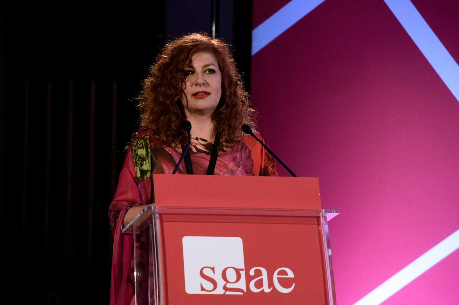 Pilar Jurado durante la celebración de la asamblea general de la SGAE este lunes.
