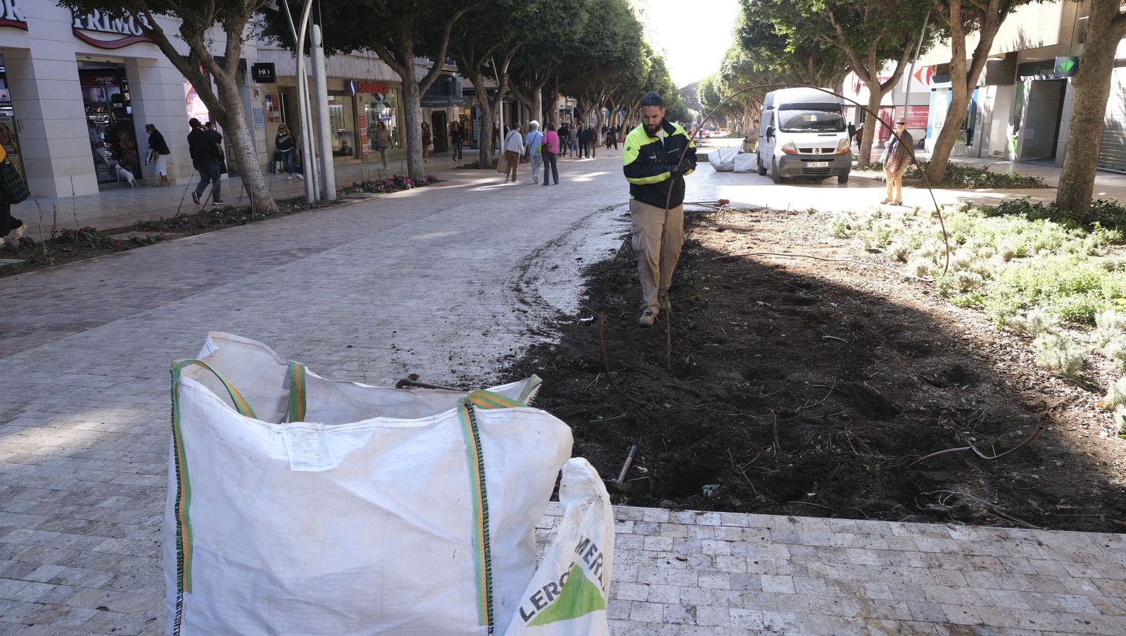 Las imágenes de la modificación de los parterres del Paseo de Almería