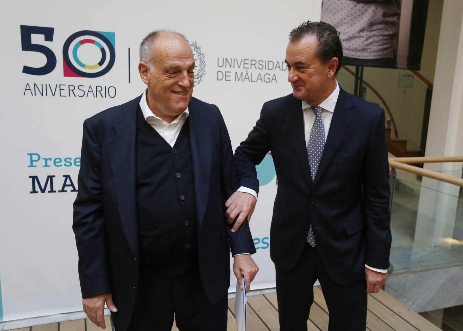 Tebas y José María Muñoz, antes del acto de la UMA